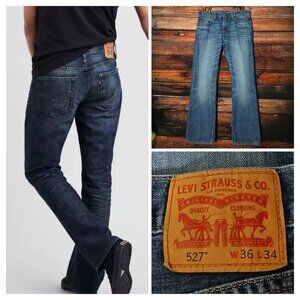 Levi's Jeans 527 Mens 36X34 Slim Boot Cut Bedside Blues 100% Cotton Blue Denim